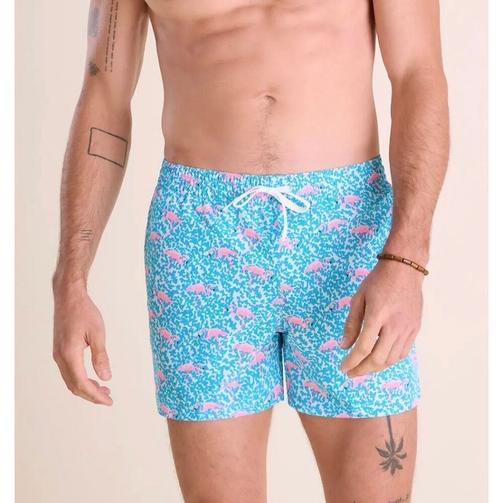 Chubbies Flamingo 5” Boardshorts | Blue and Pink in Medium
